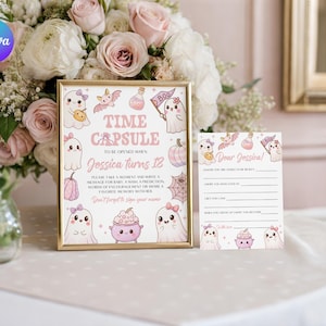 Spooky One Birthday Time Capsule Sign, Pink Ghost First Birthday Time Capsule, Halloween 1st Birthday Time Capsule, Spooky Capsule Sign PB1