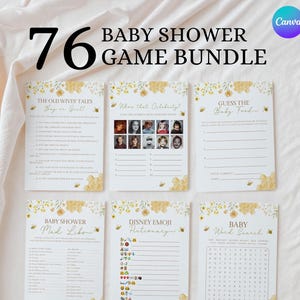 Druckbares Bienen-Babyparty-Spielpaket, Kleine Honigbiene-Dusche-Spiel-Bundle, Blumenbienen-Babyparty-Aktivitäten, Bumble Bee-Baby-Party-Spiel ZU2