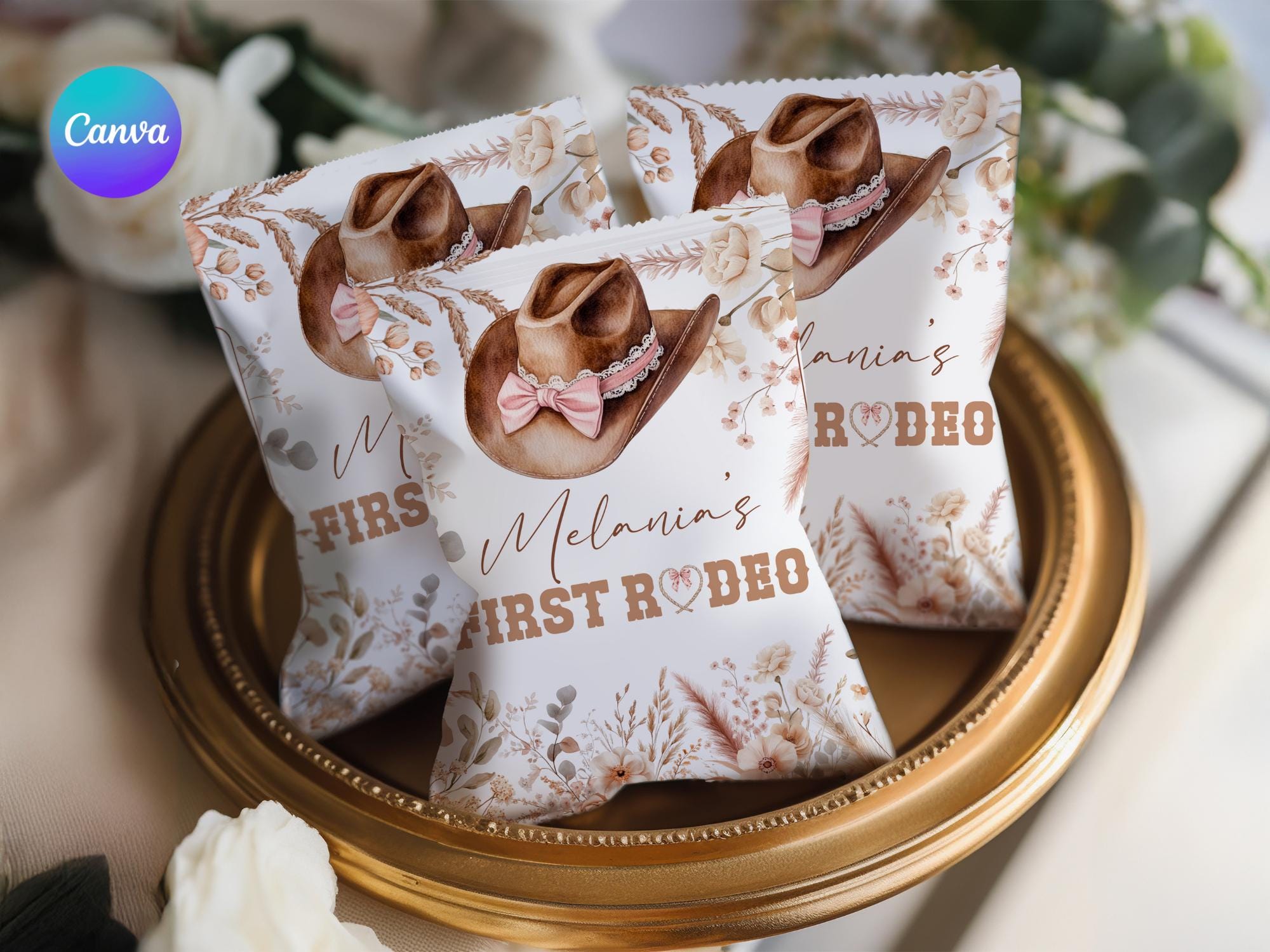 My First Rodeo Chip Bag Cowgirl 1st Birthday Chips Bag Template, Wild West 1st Birthday Party ...