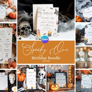 Pacchetto di inviti per il primo compleanno di Halloween, set di inviti per il primo compleanno di Spooky One, decorazioni per la festa del primo compleanno di Halloween, pacchetto di inviti per il primo compleanno di Spooky HA1