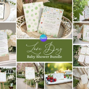 Paquete para baby shower &quot;Little Bug&quot;, conjunto para baby shower &quot;Love Bug&quot;, paquete de invitaciones para baby shower &quot;Jardín&quot;, juego de juegos para baby shower &quot;Love Bug is on the Way&quot; GB2