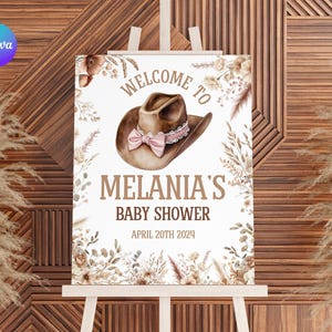 Little Cowgirl Baby Shower Welcome Sign, Rodeo Baby Shower Welcome Board, Western Baby Shower Welcome Poster, Ranch Shower Entry Sign RD2