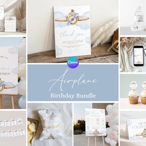 Vintage Airplane 1st Birthday Bundle, Time Flies First Birthday Bundle, Airplane Birthday Kit, Plane First Birthday Party Decorations AR1