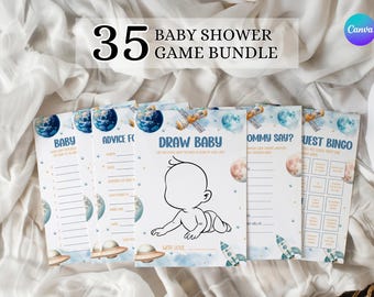 Houston We Have A Boy Baby Shower Games Bundle – Astronaut Space (Editable Template) AP2