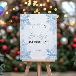 Little Snowflake 1st Birthday Welcome Sign, Winter First Birthday Welcome Board, Snowflake Birthday Party Decor, Holiday Bday Welcome DN1