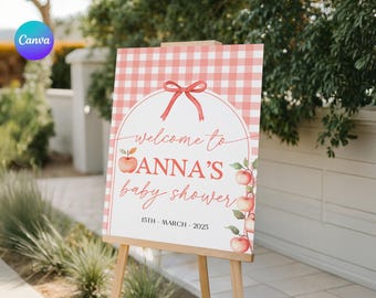 Fall Apple Baby Shower Welcome Poster, Apple of Our Eye Shower Welcome Board, Fruit Baby Shower Welcome Sign, Apple Floral Welcome Sign EL2