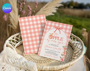 Digital Apple Baby Shower Invite, Apple of Our Eye Shower Invitation, Apple Orchard Baby Shower Evite, Fruit Baby Shower Text Invite EL2