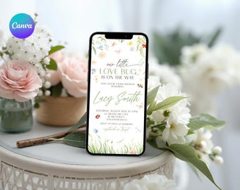 Uitnodiging sms – Our Little Love Bug-thema (canva-smartphonesjabloon) GB2