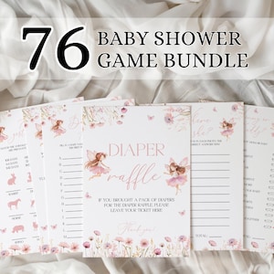 Fairy on the Way Shower Games, Little Fairy Baby Shower Games Bundle, Fairy Garden Baby Shower Party Games Pack, Floral Baby Shower Game AF2