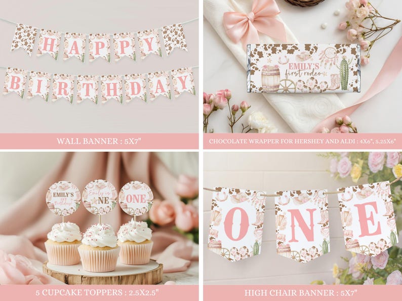 My First Rodeo Birthday Bundle – Girl Cowgirl 1st Birthday Kit ...