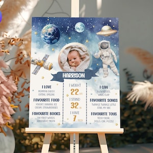 Jalon du premier voyage autour du soleil, affiche imprimable de l'étape du premier anniversaire de l'espace, signe de statistiques de fête du 1er anniversaire envolé AP1