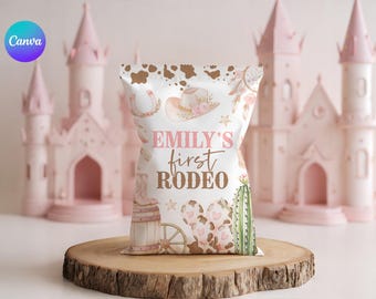 Sac de jetons My First Rodeo - Cadeau de 1er anniversaire de cow-girl pour fille (Modèle de toile modifiable) RG1