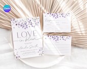 Love in Bloom Bridal Shower Invitation, Purple Flower Bridal Shower Invitation, Spring Bridal Recipe Card, Purple Bridal Shower Thank You