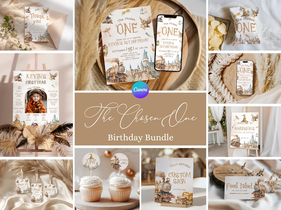 The Chosen One Birthday Bundle, Wizard 1st Birthday Party Package, Magical 1st Birthday Bundle, Witches First Birthday Party Decor Set MS1