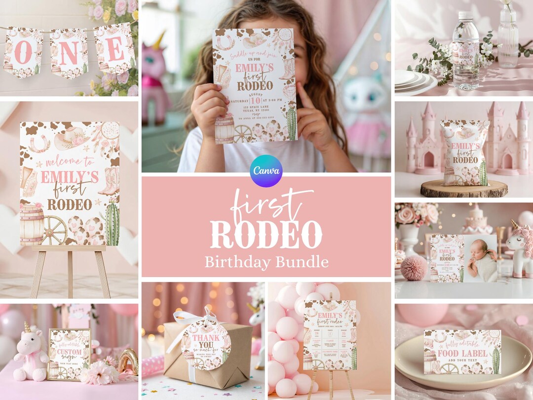 My First Rodeo Birthday Bundle – Girl Cowgirl 1st Birthday Kit ...