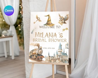 Póster mágico de bienvenida para despedida de soltera, letrero de bienvenida para la fiesta nupcial del Mundo Mágico, decoración para la fiesta de despedida de soltera con temática de castillo encantado MS3