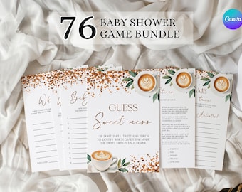 Editable Coffee Baby Shower Games Bundle, Coffee Cup Baby Shower Games Pack, Brewing Baby Shower Game Bundle, Coffee Bean Baby Game Set AC2