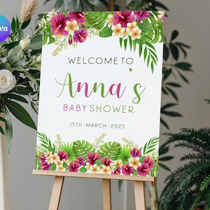 Printable Aloha Baby Shower Welcome Sign, Tropical Baby Shower Welcome Sign, Island Baby Shower Welcome Board, Luau Shower Entrance Sign TL2