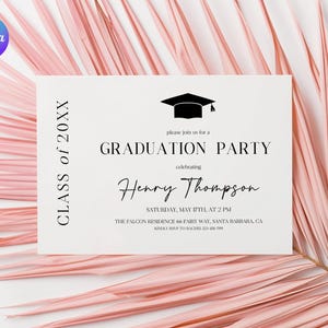 Biglietto di laurea universitario, modello di invito per festa di laurea, biglietto di inserimento di laurea modificabile, elegante biglietto di invito per festa di laurea universitaria