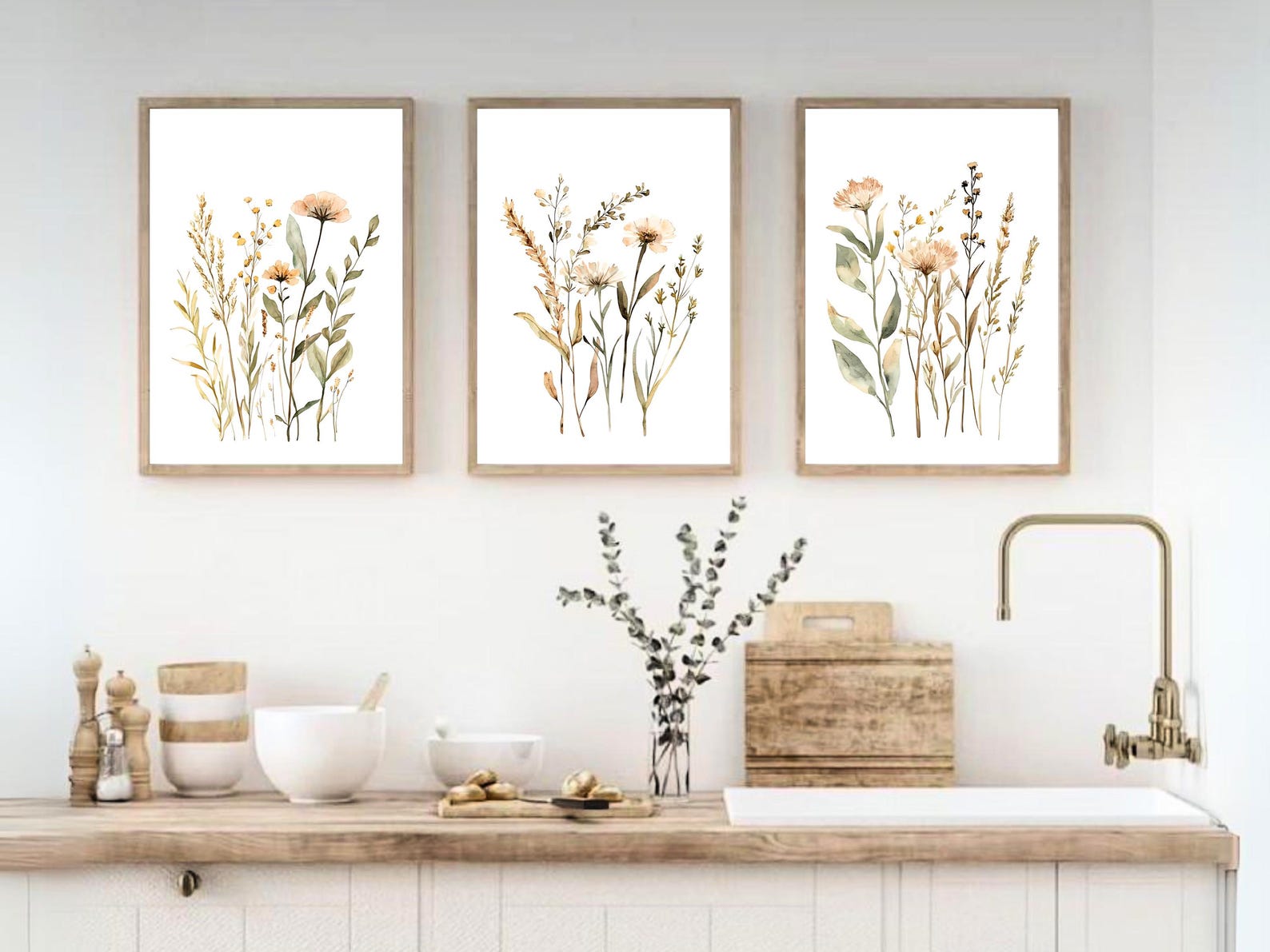 Wildflower Watercolor Print Set of 6: Boho Botanical Gallery Wall ...