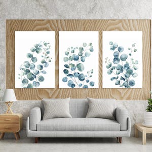 Eucalyptus Watercolor Print Set: Minimalist Greenery Wall Art (Digital Download)