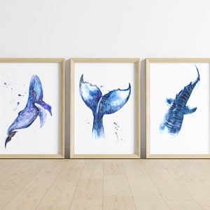 Whale Art Print Set: Watercolor Ocean Decor (Digital Download)