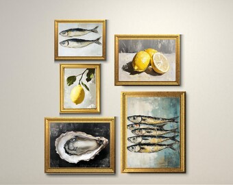 Lemon & Sardine Still Life Art Prints: French Kitchen Decor (Digital Download)