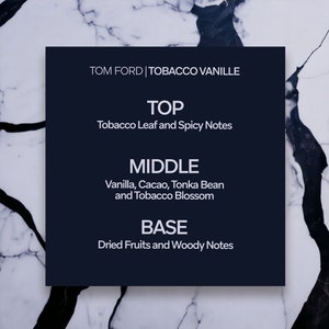 TOM FORD Tobacco Vanille 1ml 2ml 5ml 10ml Sample Warm unisex fragrance for winter Practical fragrance sample Niche fragrance image 3