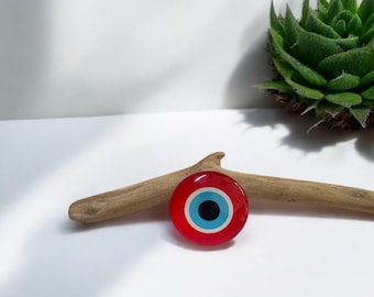 Red Glass Evil Eye Amulet | Handmade Turkish Good Luck Charm