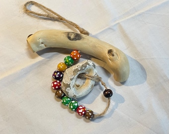 Hagstone Wall Hanging | Driftwood & Glass Bead Amulet
