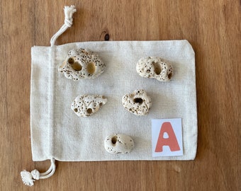Hag Stone Set, Lucky Beach Pebbles with Natural Hole