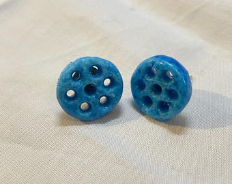Syriac Evil Eye Stud Earrings | Handmade Blue Nazar Amulet