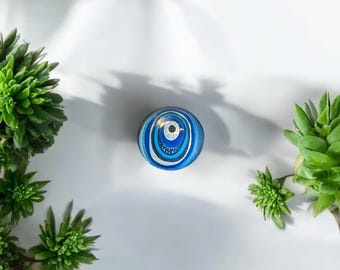 Handmade Colourful Glass Evil Eye Magnet | Traditional Nazar | Fridge Decor | Good Luck Gift