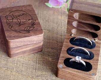 Personalized Engraved Walnut Wood Ring Box: Wedding Keepsake RBW