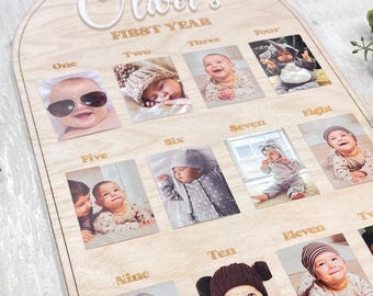 My First Year Frame Personalized Baby Monthly Photo Board 12 Month Baby Milestone