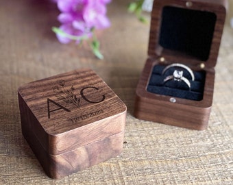 Bridal ring box, bridal shower gift, double ring box, engagement ring box, monogram ring box, proposal ring box, unique ring wedding #RBW2