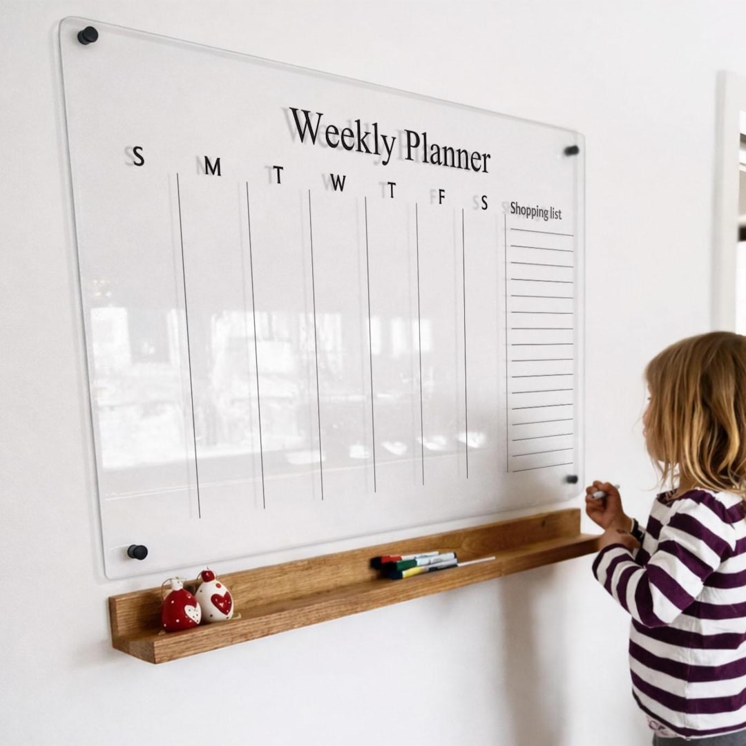 Acrylic Weekly Planner With Shopping List Family Dry Erase Board - Etsy