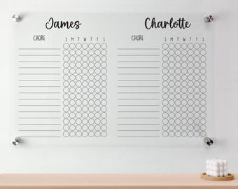 Personalized Kids Chore Chart Acrylic Reward Tracker Dry Erase Board