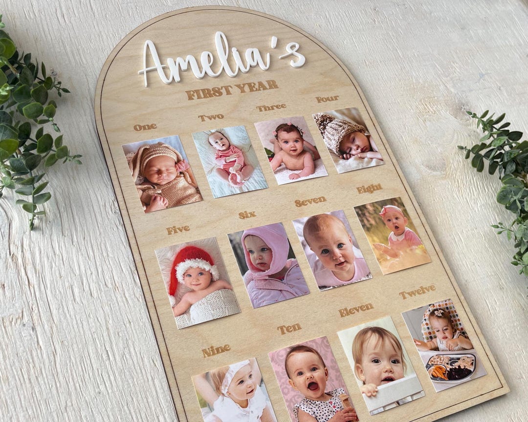 Baby Monthly Photo Board Personalized First Year Frame 12 Month Baby ...