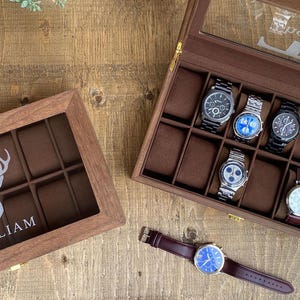 Large Personalized Watch Box Gift Custom Engraved Watch Storage Box for Men Watch Case Personalized Gift for Him Anniversary Gift