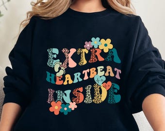 Moletom Extra Heartbeat Inside: Anúncio de Gravidez Retro