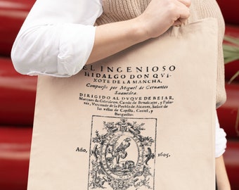 Don Quixote Canvas Tote Bag: Miguel de Cervantes Facsimile