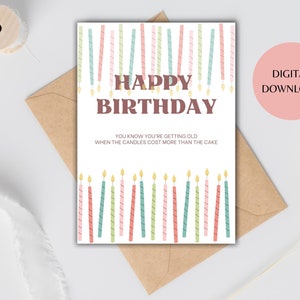 Funny birthday card, printable old birthday card, instant download birthday card PDF JPG 5x7