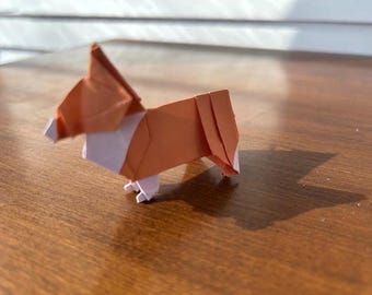 Origami Corgis Hund Papierskulptur