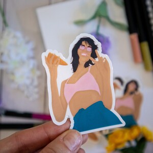 Mujer signo de la paz Amante de la pizza Pegatina de vinilo impermeable para amantes de la pizza pegatina duradera para Kindle y iPad calcomanía femenina de verano para computadora portátil