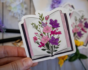 Vinilo adhesivo "Reading Bloom": calcomanía impermeable para amantes de la lectura