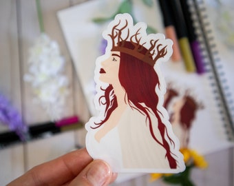 Fae Queen Vinyl Sticker – Waterproof Transparent Fantasy Decal for Laptop, iPad, Kindle & Water Bottle