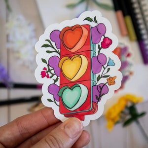 Heartlight Blossom防水ステッカー、ノートパソコン、ウォーターボトル、Kindle、iPad用、女性らしいビニールステッカー、カラフルな女性向けテックに最適