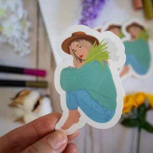 Vrouw bloem boho waterdichte vinylsticker voor bloemenliefhebbers duurzame sticker voor Kindle en iPad bloemen vrouwelijke sticker boho voor laptop
