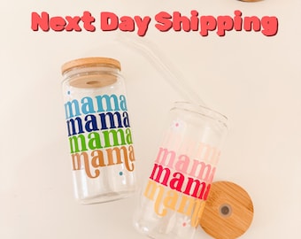 Mama Glass Canister with Bamboo Lid | 16oz Soda Cup